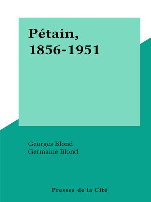 cover image of Pétain, 1856-1951